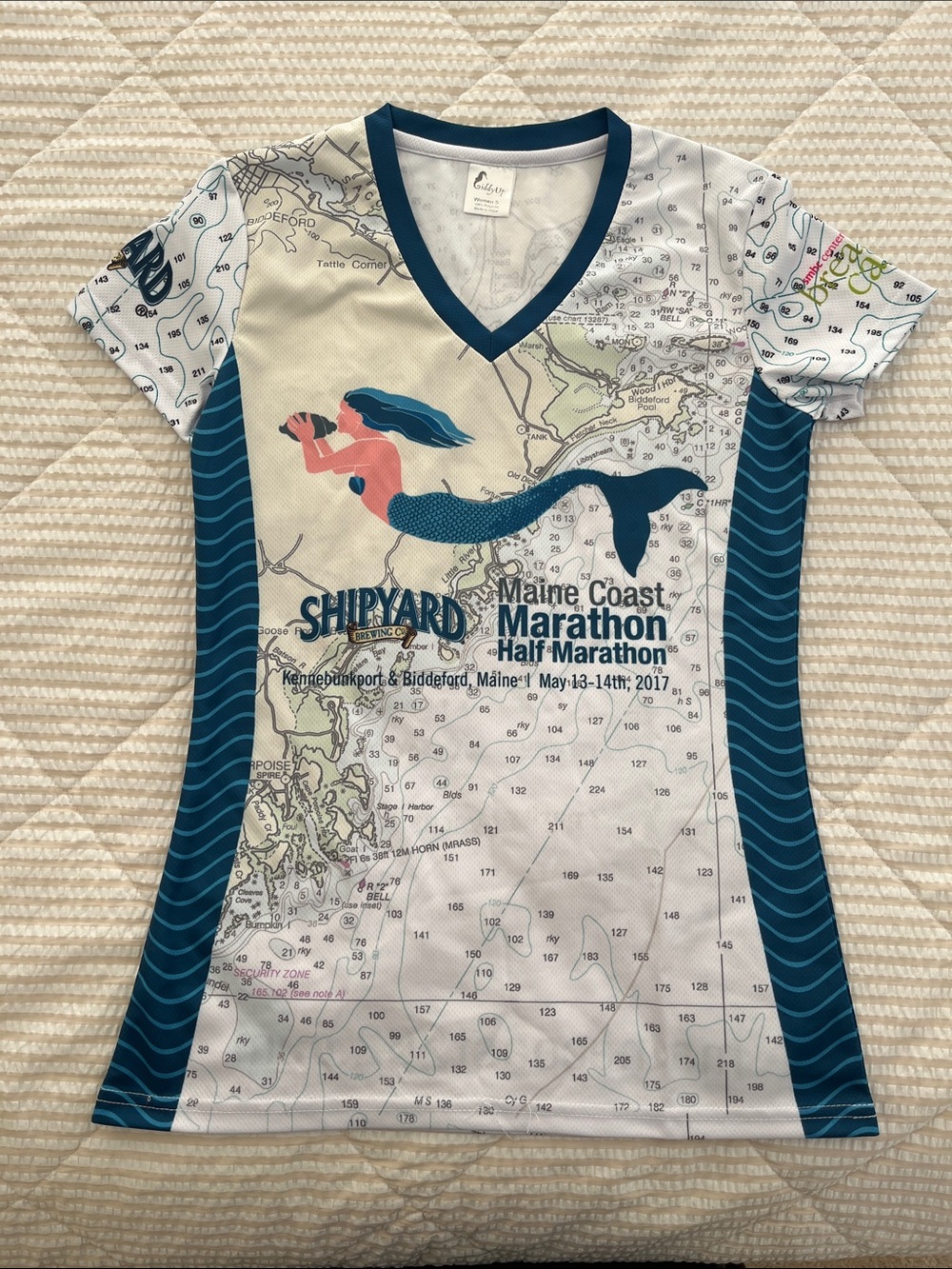 Maine Coast 2017 Marathon Mermaid Graphic Performance Tee  Size Small